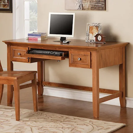 Transitional 2-Drawer Writing Desk with Keyboard Tray